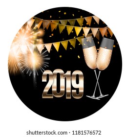 Happy New Year 2019 Background. Vector Illustration EPS10