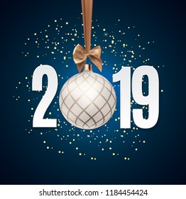 Happy New Year 2019 Background. Vector Illustration EPS10