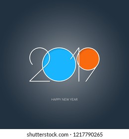 Happy New Year 2019 background. Greetings card. Vector illustration