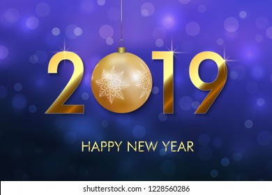 Happy New Year 2019 background. Greeting card design