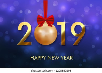 Happy New Year 2019 background. Greeting card design