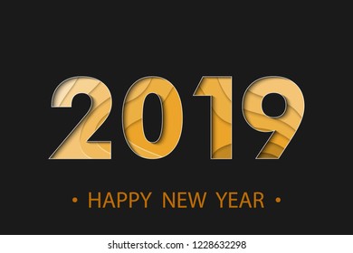 Happy New Year 2019 background with topographic map effect. Greeting card design