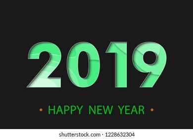 Happy New Year 2019 background with topographic map effect. Greeting card design
