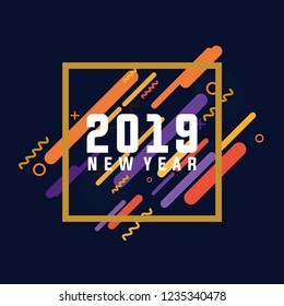 Happy new year 2019 background design vector.
