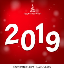 Feliz Año Nuevo 2019, vacaciones de fondo en rojo,,Vector ilustración EPS 10