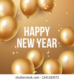 Happy new year 2019 background with floating party balloons. Vector illustration