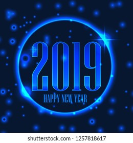 Happy new year 2019 background With Blue Color