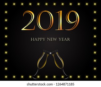 Happy New Year 2019 background.
