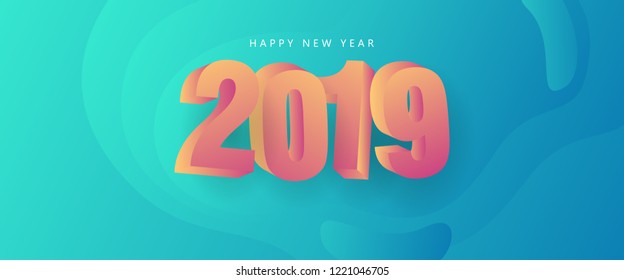 Happy New Year 2019 banner with soft background