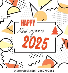 Happy New Year 2019 banner. Winter holiday background. Christmas greeting card with handwritten lettering