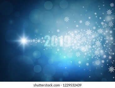 Happy new year 2019 blue color background.. vector illustration