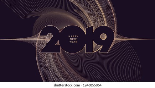 Happy New Year 2019 business greeting card. Modern vector illustration concept for background, greeting card, website banner, party invitation card, social media banner, marketing material.