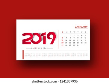 Happy new year 2019 Calendar - New Year Holiday design elements for holiday cards, calendar banner poster for decorations, Vector Illustration Background.