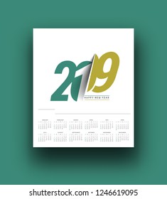 Happy new year 2019 Calendar - New Year Holiday design elements for holiday cards, calendar banner poster for decorations, Vector Illustration Background.