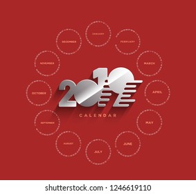 Happy new year 2019 Calendar - New Year Holiday design elements for holiday cards, calendar banner poster for decorations, Vector Illustration Background.