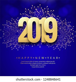 Happy New Year 2019 card celebration colorful background