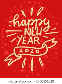 Happy New Year 2019 Celebration greeting card illustration for New Year eve - Vector Eps