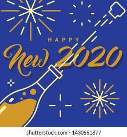 Happy New Year 2019 Celebration greeting card illustration for New Year eve - Vector Eps