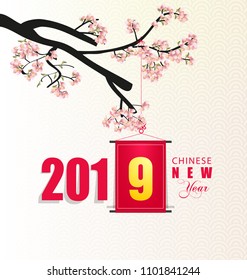 Happy new year 2019. Chinese new year, year of the pig