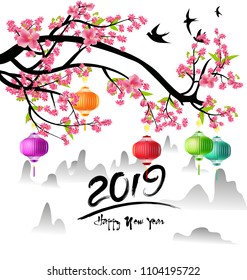Happy new year 2019. Chinese new year. Year of the pig