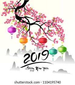Happy new year 2019. Chinese new year. Year of the pig