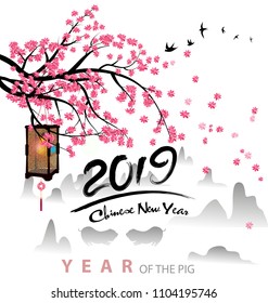 Happy new year 2019. Chinese new year. Year of the pig