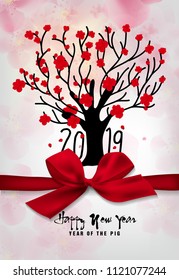 Happy new year 2019. Chinese new year, year of the pig