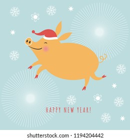 Happy New Year 2019, Chinese New Year greetings card, Year of the Pig , 