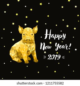 Happy new year 2019, Chinese new year, design gritting card with pig