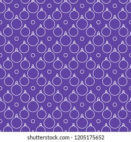 Happy New Year 2019 and Christmas seamless pattern. Winter illustration with Christmas balls. Design for banner, poster or print.