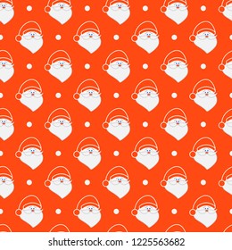 Happy New Year 2019 and Christmas seamless pattern. Vector illustration with Santa Claus, snow. Design for wrapping, fabric, print.