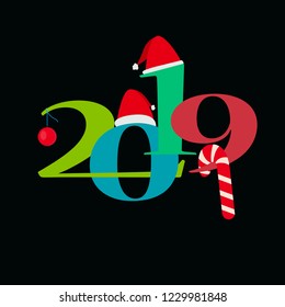 Happy new year 2019 and Christmas vector design.