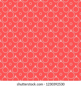 Happy New Year 2019 and Christmas seamless pattern. Winter illustration with Christmas balls. Design for banner, poster or print.