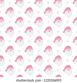 Happy New Year 2019 and Christmas seamless pattern. Vector illustration with Santa Claus, snow. Design for wrapping, fabric, print.