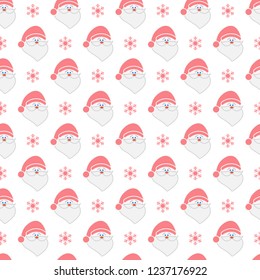 Happy New Year 2019 and Christmas seamless pattern. Vector illustration with Santa Claus, snowflakes. Design for wrapping, fabric, print.