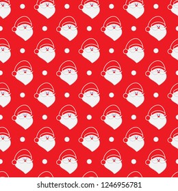 Happy New Year 2019 and Christmas seamless pattern. Vector illustration with Santa Claus, snow. Design for wrapping, fabric, print.
