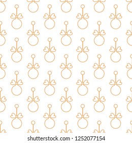 Happy New Year 2019 and Christmas seamless pattern. Winter illustration with Christmas balls. Design for banner, poster or print.