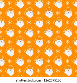Happy New Year 2019 and Christmas seamless pattern. Vector illustration with Santa Claus, snowflakes. Design for wrapping, fabric, print.