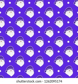 Happy New Year 2019 and Christmas seamless pattern. Vector illustration with Santa Claus, snow. Design for wrapping, fabric, print.