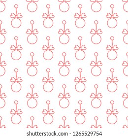 Happy New Year 2019 and Christmas seamless pattern. Winter illustration with Christmas balls. Design for banner, poster or print.