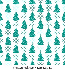 Happy New Year 2019 and Christmas vector illustration. Seamless pattern with Christmas tree. Origami folded.