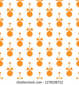 Happy New Year 2019 and Christmas seamless pattern. Winter illustration with Christmas balls. Design for banner, poster or print.