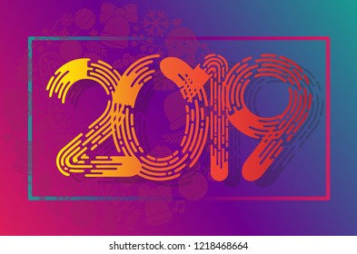 Happy New Year 2019 With Colorful Vector Illustration