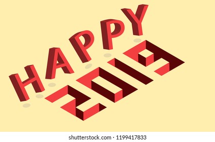 Happy New Year 2019 concept: Cute light color background with number 2019 and happy 