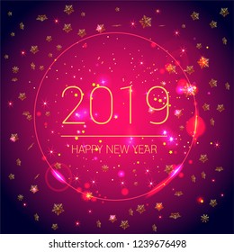 happy new year 2019, confetti, Golden, vector