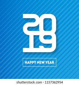 Happy New Year 2019. Cover of business diary for 2019. Vector greeting card with halftone gradient. Vector brochure design template.