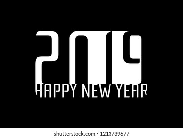 Happy New Year 2019. Cover of business diary for 2019 with wishes. Greeting card or calendar cover design template.