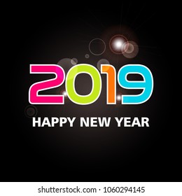 Happy new year 2019 creative greeting card design / Year 2019 vector design element