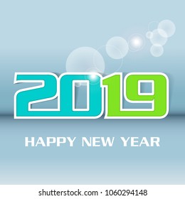Happy new year 2019 creative greeting card design / Year 2019 vector design element