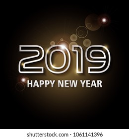 Happy new year 2019 creative greeting card design / Year 2019 vector design element.